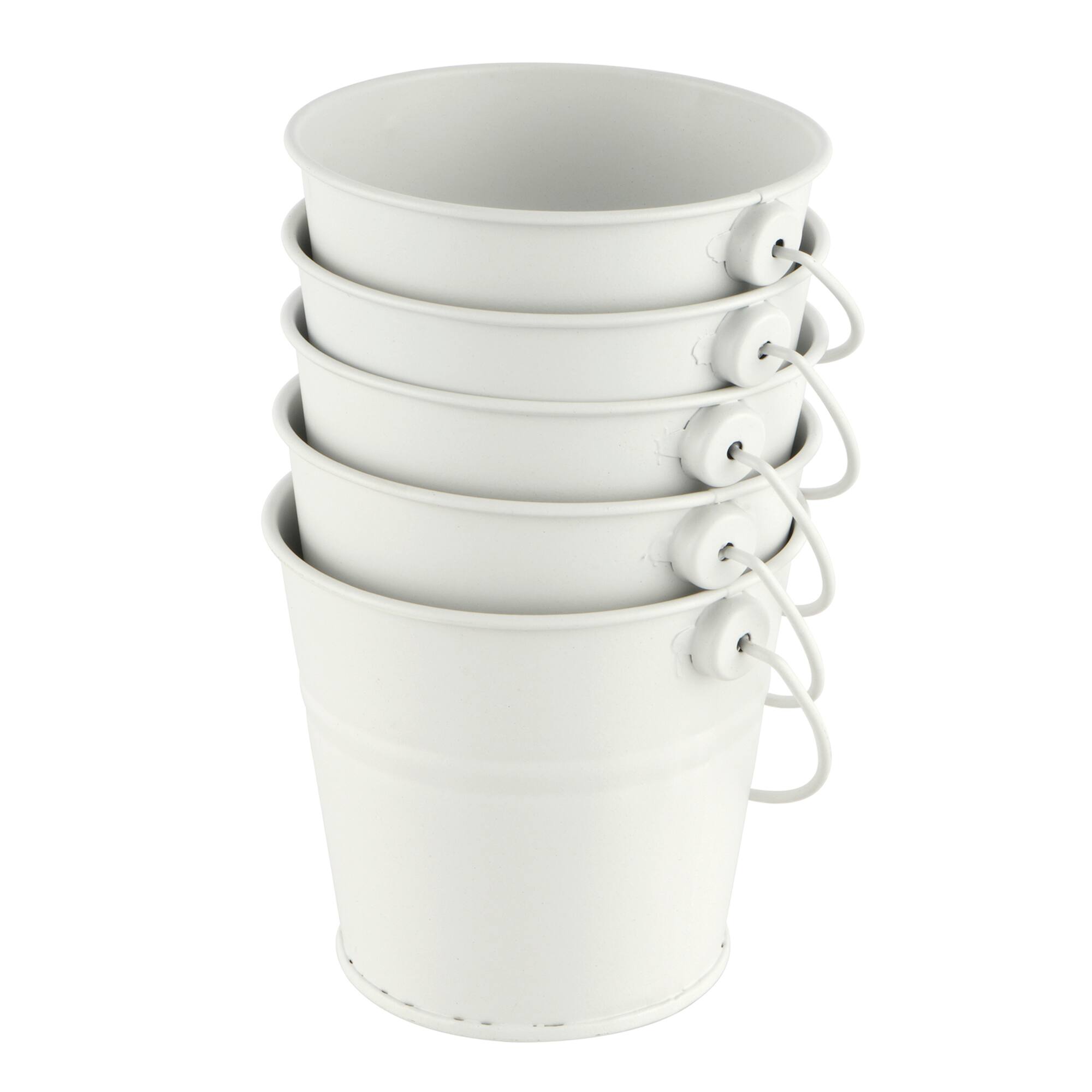 3" White Metal Buckets by Celebrate It™, 5ct.